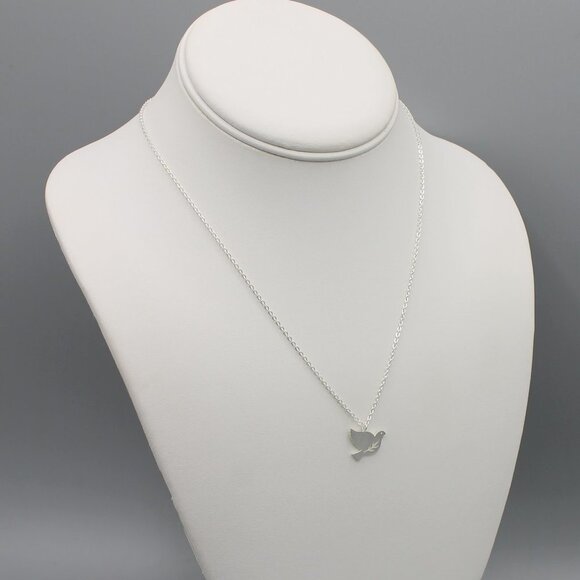 Jewelry necklace dove bird symbol of change silver tone dainty minimalist new - Picture 5 of 6